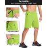 imageTACVASEN Mens Running Athletic Shorts Quick Dry Lightweight Gym Sports Basketball Hiking Short with 3 Zipper PocketsA Yellow Green