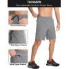 imageTACVASEN Mens Running Athletic Shorts Quick Dry Lightweight Gym Sports Basketball Hiking Short with 3 Zipper PocketsB Light Grey