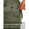 imageTACVASEN Mens Tactical Military Pants Lightweight Hiking Pants 9 Pockets Water Resistant Cargo Work Pants ConstructionArmy Green