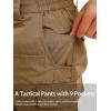 imageTACVASEN Mens Tactical Military Pants Lightweight Hiking Pants 9 Pockets Water Resistant Cargo Work Pants ConstructionWolf Brown