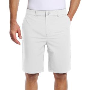 imageTACVASEN Mens Golf Shorts 9quot Stretch Dress Work Shorts Quick Dry Lightweight Casual Flat Front Shorts with 4 PocketsWhite