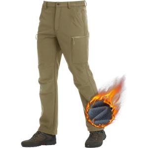 imageTACVASEN Mens Hiking Pants Fleece Lined Cargo Work Pants with 5 Pockets for Fishing Camping TravelDull Cyan