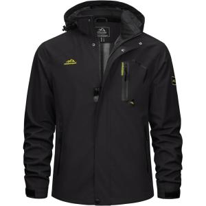 imageTACVASEN Mens Lightweight Windbreaker Rain Jacket with Hooded Water Resistant Outdoor Raincoat for Men Hiking TravelBlack