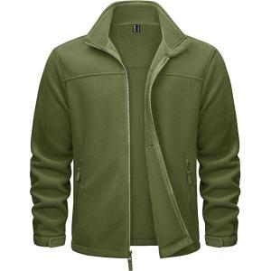 imageTACVASEN Mens Polar Fleece Jackets Lightweight Soft Winter Thermal Coats Outdoor Windproof Zip Up Jacket with PocketsA Green