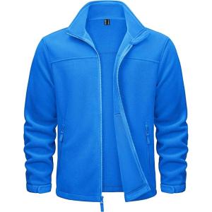 imageTACVASEN Mens Polar Fleece Jackets Lightweight Soft Winter Thermal Coats Outdoor Windproof Zip Up Jacket with PocketsAzure