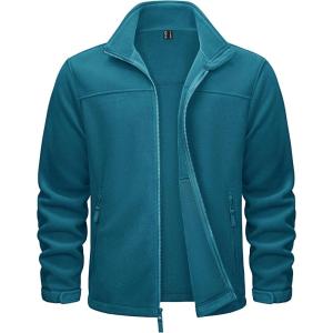 imageTACVASEN Mens Polar Fleece Jackets Lightweight Soft Winter Thermal Coats Outdoor Windproof Zip Up Jacket with PocketsLake Blue