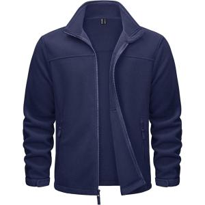 imageTACVASEN Mens Polar Fleece Jackets Lightweight Soft Winter Thermal Coats Outdoor Windproof Zip Up Jacket with PocketsNavy
