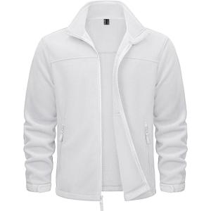 imageTACVASEN Mens Polar Fleece Jackets Lightweight Soft Winter Thermal Coats Outdoor Windproof Zip Up Jacket with PocketsWhite