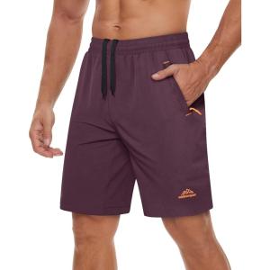 imageTACVASEN Mens Running Athletic Shorts Quick Dry Lightweight Gym Sports Basketball Hiking Short with 3 Zipper PocketsB Fuchsia