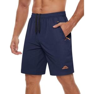 imageTACVASEN Mens Running Athletic Shorts Quick Dry Lightweight Gym Sports Basketball Hiking Short with 3 Zipper PocketsB Navy