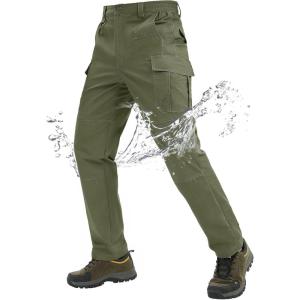 imageTACVASEN Mens Tactical Military Pants Lightweight Hiking Pants 9 Pockets Water Resistant Cargo Work Pants ConstructionArmy Green