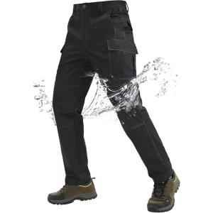 imageTACVASEN Mens Tactical Military Pants Lightweight Hiking Pants 9 Pockets Water Resistant Cargo Work Pants ConstructionBlack