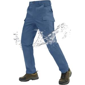 imageTACVASEN Mens Tactical Military Pants Lightweight Hiking Pants 9 Pockets Water Resistant Cargo Work Pants ConstructionBlue Gray