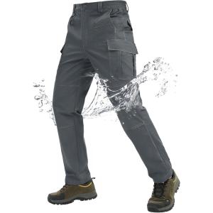 imageTACVASEN Mens Tactical Military Pants Lightweight Hiking Pants 9 Pockets Water Resistant Cargo Work Pants ConstructionDark Grey