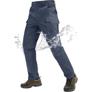 imageTACVASEN Mens Tactical Military Pants Lightweight Hiking Pants 9 Pockets Water Resistant Cargo Work Pants ConstructionNavy