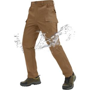imageTACVASEN Mens Tactical Military Pants Lightweight Hiking Pants 9 Pockets Water Resistant Cargo Work Pants ConstructionWolf Brown