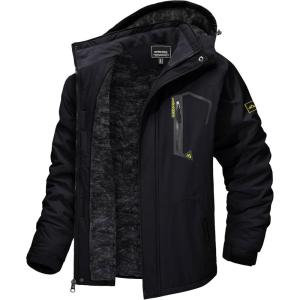 imageTACVASEN Mens Winter Skiing Jackets Water Resistant Fleece Coats Insulated Thermal Snowboard Jacket Parka Raincoat with Hood215 Black