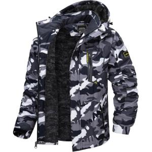 imageTACVASEN Mens Winter Skiing Jackets Water Resistant Fleece Coats Insulated Thermal Snowboard Jacket Parka Raincoat with Hood215 Black Color