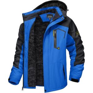 imageTACVASEN Mens Winter Skiing Jackets Water Resistant Fleece Coats Insulated Thermal Snowboard Jacket Parka Raincoat with Hood215 Blue