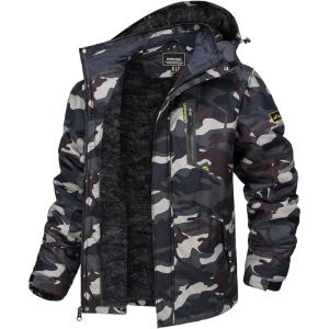imageTACVASEN Mens Winter Skiing Jackets Water Resistant Fleece Coats Insulated Thermal Snowboard Jacket Parka Raincoat with Hood215 C Army Green