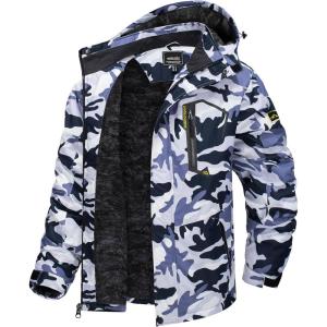 imageTACVASEN Mens Winter Skiing Jackets Water Resistant Fleece Coats Insulated Thermal Snowboard Jacket Parka Raincoat with Hood215 C Light Gray