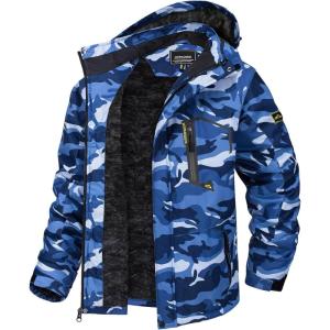 imageTACVASEN Mens Winter Skiing Jackets Water Resistant Fleece Coats Insulated Thermal Snowboard Jacket Parka Raincoat with Hood215 C Sea Blue