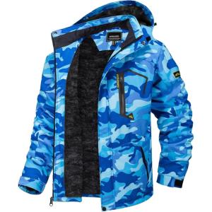 imageTACVASEN Mens Winter Skiing Jackets Water Resistant Fleece Coats Insulated Thermal Snowboard Jacket Parka Raincoat with Hood215 C Sky Blue