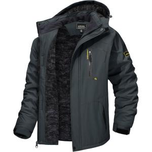 imageTACVASEN Mens Winter Skiing Jackets Water Resistant Fleece Coats Insulated Thermal Snowboard Jacket Parka Raincoat with Hood215 Gray