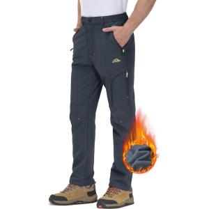 imageTACVASEN Winter Pants for Men Fleece Lined Waterproof Pants Insulated Hiking Pant for Ski Snowboard Outdoor Work HuntingDark Gray