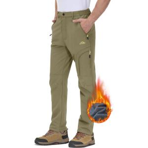 imageTACVASEN Winter Pants for Men Fleece Lined Waterproof Pants Insulated Hiking Pant for Ski Snowboard Outdoor Work HuntingKhaki