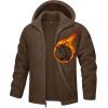 imageTACVASEN Mens Fuzzy Sherpa Jacket Fleece Lined Zip Up Hoodies Winter Thermal Work Casual Warm Jackets Plain CoatsBrown