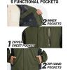 imageTACVASEN Mens Rain Jackets Water Resistant With Hood Windbreaker Lightweight Zip Jacket Climbing Fishing with PocketsArmy Green