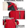 imageTACVASEN Mens Rain Jackets Water Resistant With Hood Windbreaker Lightweight Zip Jacket Climbing Fishing with PocketsRed