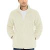 imageTACVASEN Mens Winter Jacket Soft Polar Fuzzy Sherpa Coat Casual Thermal Sweatshirts Full Zip Fleece Jacket With PocketBeige