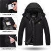 imageTACVASEN Winter Jacket Mens WaterResistant Fleece Jacket Snow Ski Jacket Military Tactical Jacket Coat Parka Hood RaincoatBlack