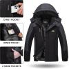 imageTACVASEN Winter Jacket Mens WaterResistant Fleece Jacket Snow Ski Jacket Military Tactical Jacket Coat Parka Hood RaincoatBlack Grey