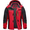 imageTACVASEN Mens Rain Jackets Water Resistant With Hood Windbreaker Lightweight Zip Jacket Climbing Fishing with PocketsRed