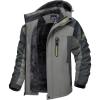 imageTACVASEN Mens Winter Ski Jacket Waterproof Snow Coats Snowboard Fleece Lining Jacket Warm Parka with HoodedLight Gray