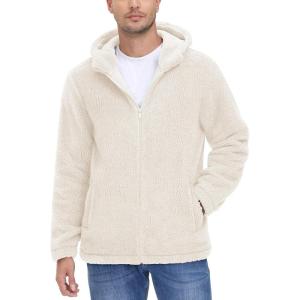 imageTACVASEN Mens Fuzzy Sherpa Jacket Fleece Lined Zip Up Hoodies Winter Thermal Work Casual Warm Jackets Plain CoatsBeige