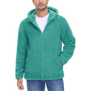 imageTACVASEN Mens Fuzzy Sherpa Jacket Fleece Lined Zip Up Hoodies Winter Thermal Work Casual Warm Jackets Plain CoatsGray Green