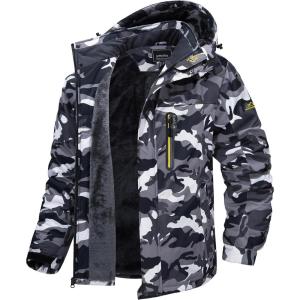 imageTACVASEN Mens Winter Ski Jacket Waterproof Snow Coats Snowboard Fleece Lining Jacket Warm Parka with HoodedColor Black