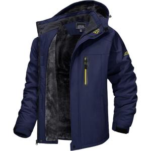 imageTACVASEN Mens Winter Ski Jacket Waterproof Snow Coats Snowboard Fleece Lining Jacket Warm Parka with HoodedDark Blue