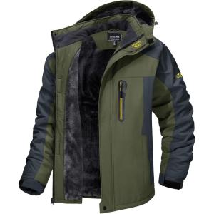 imageTACVASEN Mens Winter Ski Jacket Waterproof Snow Coats Snowboard Fleece Lining Jacket Warm Parka with HoodedGreen