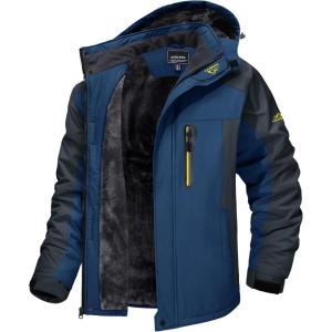 imageTACVASEN Mens Winter Ski Jacket Waterproof Snow Coats Snowboard Fleece Lining Jacket Warm Parka with HoodedNavy