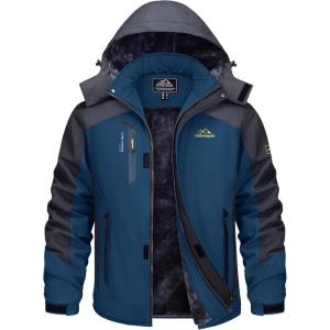 imageTACVASEN Winter Jacket Mens WaterResistant Fleece Jacket Snow Ski Jacket Military Tactical Jacket Coat Parka Hood RaincoatNavy