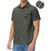 imageTACVASEN Mens Breathable Quick Dry Solid Convertible Long Sleeve Shirt Fishing Hiking SafariGreen