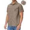 imageTACVASEN Mens Breathable Quick Dry Solid Convertible Long Sleeve Shirt Fishing Hiking SafariKhaki