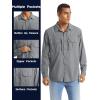 imageTACVASEN Mens Tactical Shirts Quick Dry UV Protection Breathable Long Sleeve Hiking Fishing Button ShirtsGrey