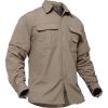imageTACVASEN Mens Breathable Quick Dry Solid Convertible Long Sleeve Shirt Fishing Hiking SafariKhaki