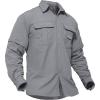 imageTACVASEN Mens Breathable Quick Dry Solid Convertible Long Sleeve Shirt Fishing Hiking SafariLight Grey
